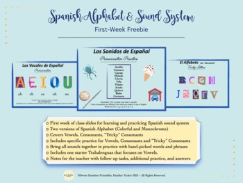 Preview of Spanish Alphabet and Sound System Freebie Bundle
