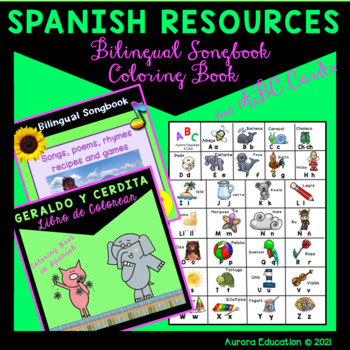 Preview of Spanish Alphabet Chart Coloring Book and Bilingual Songbook