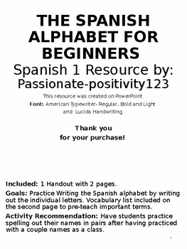 Preview of Spanish Alphabet for Beginners: Writing Practice