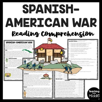 Preview of Spanish-American War Informational Reading Comprehension Worksheet Cuba