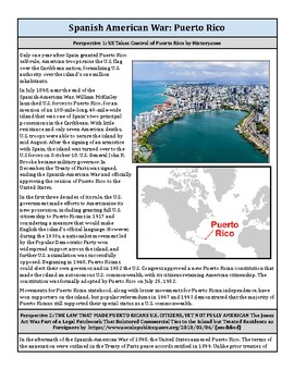 Preview of Spanish American War: Puerto Rico- Free Reading Teach History That Matters