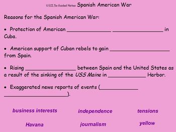 Preview of Spanish-American War, Roosevelt, WWI Guided Notes Flipchart