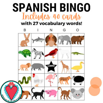 Spanish Animals - Elementary Spanish - Bingo Game | TpT