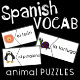 Spanish: Animals and Sea Creatures Vocabulary Puzzles