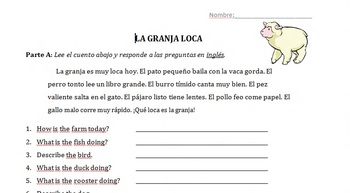 Los Animales Spanish Animals And Singular Plural Verbs Week Unit
