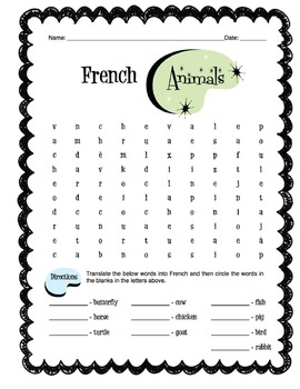 french animals worksheet packet by sunny side up resources