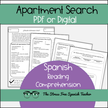 Preview of La Casa Spanish Apartment Search Reading Comprehension and Writing Practice