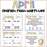 Spanish April Math Warm-Ups for 3rd Grade - Easter Spring 