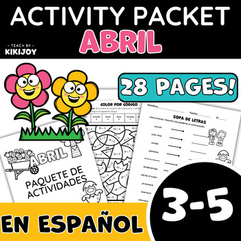 Preview of Spanish April Morning Work No Prep Independent Activity Packet 3rd-5th