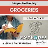 Spanish | Artful Reading Comprehension - Groceries (EDITABLE!)