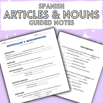 Preview of Spanish Articles and Noun/ Articulos y Sustantivos- Guided Notes