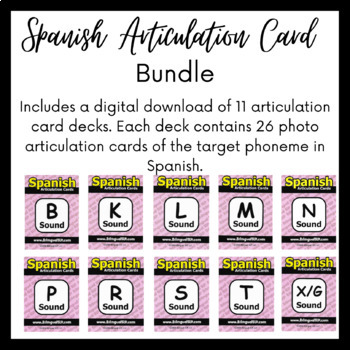 Preview of Spanish Articulation Cards Bundle - B, P, K, L, M,N, G/X, R, S, T, Y