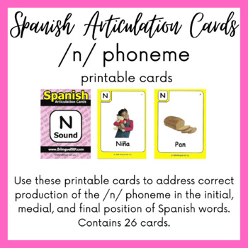 Preview of Spanish Articulation Cards N Sound (Photo) printable flashcards