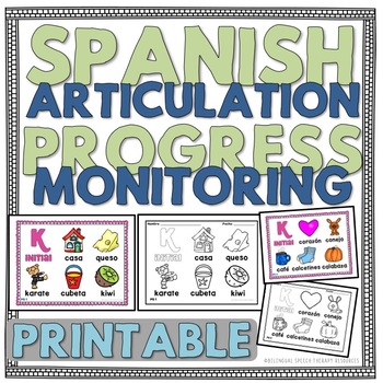 Preview of Spanish Articulation Progress Monitoring - Printable