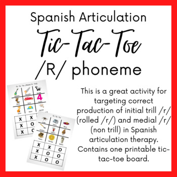 Preview of R Sound Spanish Articulation Tic-Tac-Toe (trill & non-trill)