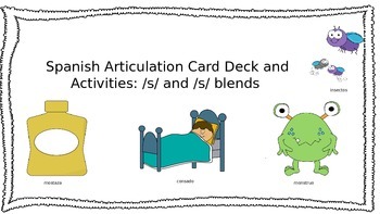 Preview of Spanish Articulation /S/ and /S/ Blend Card Deck and Activities Set