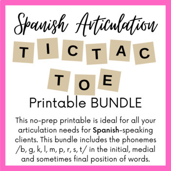 Preview of Spanish Articulation Tic-Tac-Toe Bundle