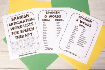 Spanish Speech Therapy Articulation Word Lists For Speech Therapy By Sarah Wu