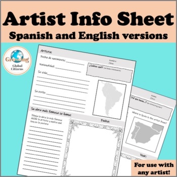 Preview of Spanish Artist Bio Worksheet / Biografía de un artista