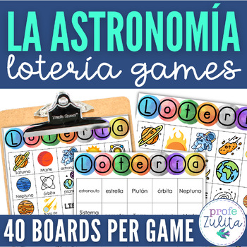 Preview of Spanish Astronomy & Space Vocabulary Lotería Game - La Astronomía BINGO