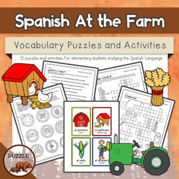 Preview of Spanish At the Farm Puzzles and Activities