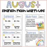Spanish August Math Warm-Ups for 3rd Grade - Back to schoo