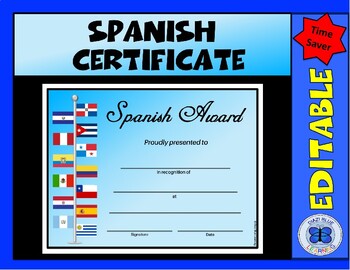 Preview of Spanish Award 3 - Editable