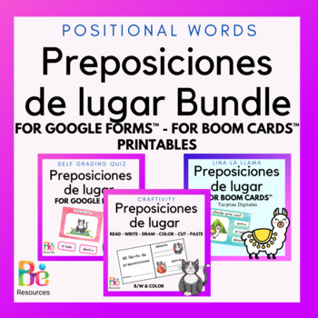Preview of Spanish BUNDLE Positional words Back to School Activities Preposiciones de lugar