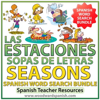 Preview of Spanish BUNDLE - Seasons Word Search - Las Estaciones - Sopa de Letras