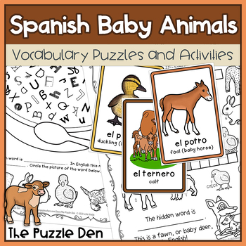 Preview of Spanish Baby Animals Puzzles and Activities for Grade 1 to 6