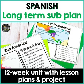 Preview of Spanish sub plan | Long term sub / maternity lesson plans | 12 week Spanish unit