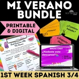 Spanish Back to School Activities 1st Week Mi verano PRETE