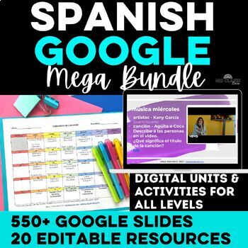 Preview of Spanish Back to School Activities Digital Resources Editable Google MEGA BUNDLE