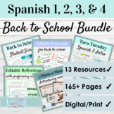 Spanish Back to School Activity Bundle for level 1 2 3 and