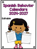 Spanish Back to School Behavior Calendars 2024-2027