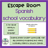 Spanish Back to School En la Escuela Vocabulary Escape Roo