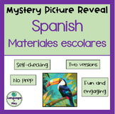 Spanish Back to School Materials Vocabulary Mystery Pictur