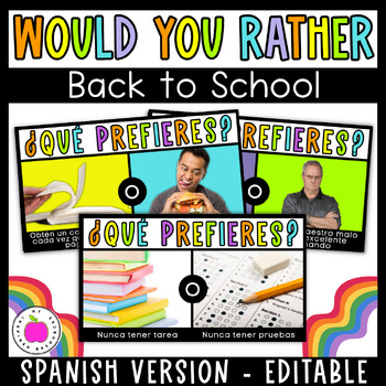 Preview of Spanish Back to School Would You Rather Game - Editable