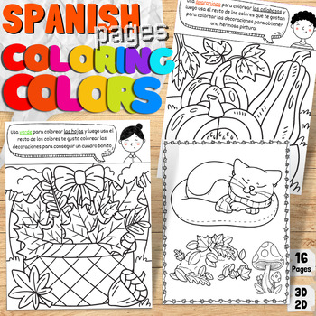 Preview of Spanish Basic Colors Coloring Pages Autumn & Fall Pumpkin Theme Coloring Book