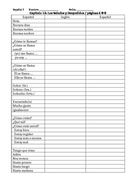 Preview of Spanish: Basic Conversation Practice - MINI UNIT - Expresate 1 Chapter 1