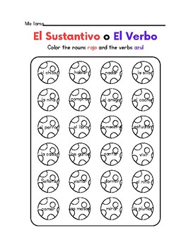 Preview of Spanish Beginner Noun-Verb Recognition!