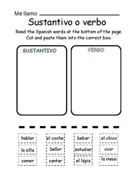 Preview of Spanish Beginner Noun or Verb Practice!