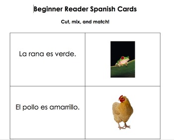 Preview of Spanish Beginner Reader cards
