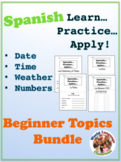 Spanish Beginner Topics Bundle of Worksheet Activities (Learn, Practice, Apply)