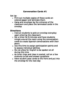 Preview of Spanish Bell Ringer Conversation Starters 1
