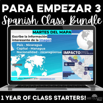 Preview of Spanish Bell Ringer Warm Ups - Para Empezar Bundle 3 Routines for a full year