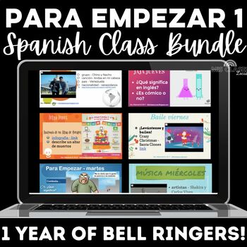 Preview of Spanish Bell Ringers Para Empezar 1 year of Spanish Culture Slides Seasonal