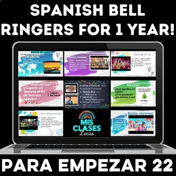 Preview of Spanish Bell Ringers for a Year of Warm Up Activities Para Empezar Bundle 2022