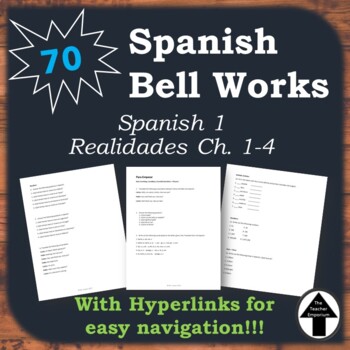 Preview of Spanish 1 Bell Work Collection of 70 Do Now, Bell Ringers, Realidades 1