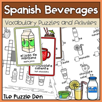 Preview of Spanish Beverages Puzzles and Activities for Grades 1 to 6